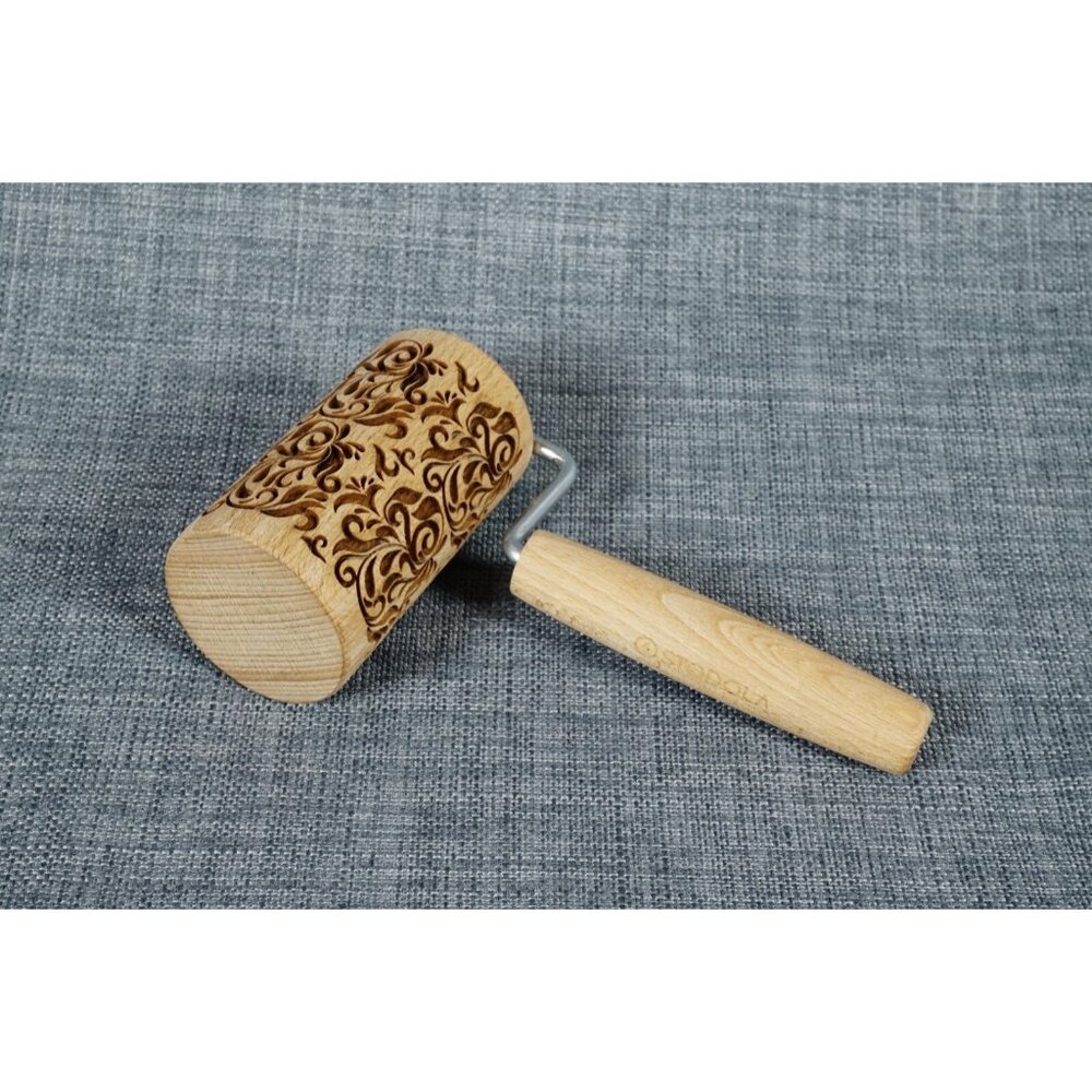 STODOLA Engraved Wooden Rolling Bin FOLK DECORATIVE Pattern Baking Design
